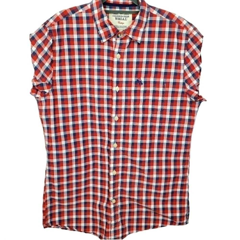 California Dream Who.A.U vintage style cut-off button up lumberjack Jill sz L
